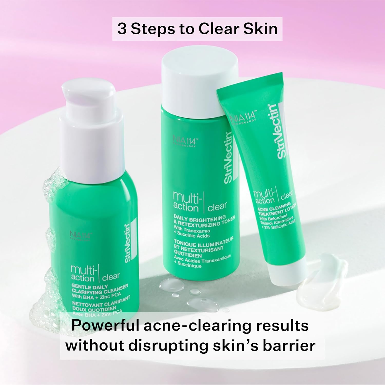 image:imageStriVectin Multi Action Clear for Acne and Blemish Prone Skin for Clearer Smooth and Brighter Skin Less Breakouts and Pimples for Healthy Looking SkinMulti Action Clear Acne 30 day 3 Piece Trial Kit