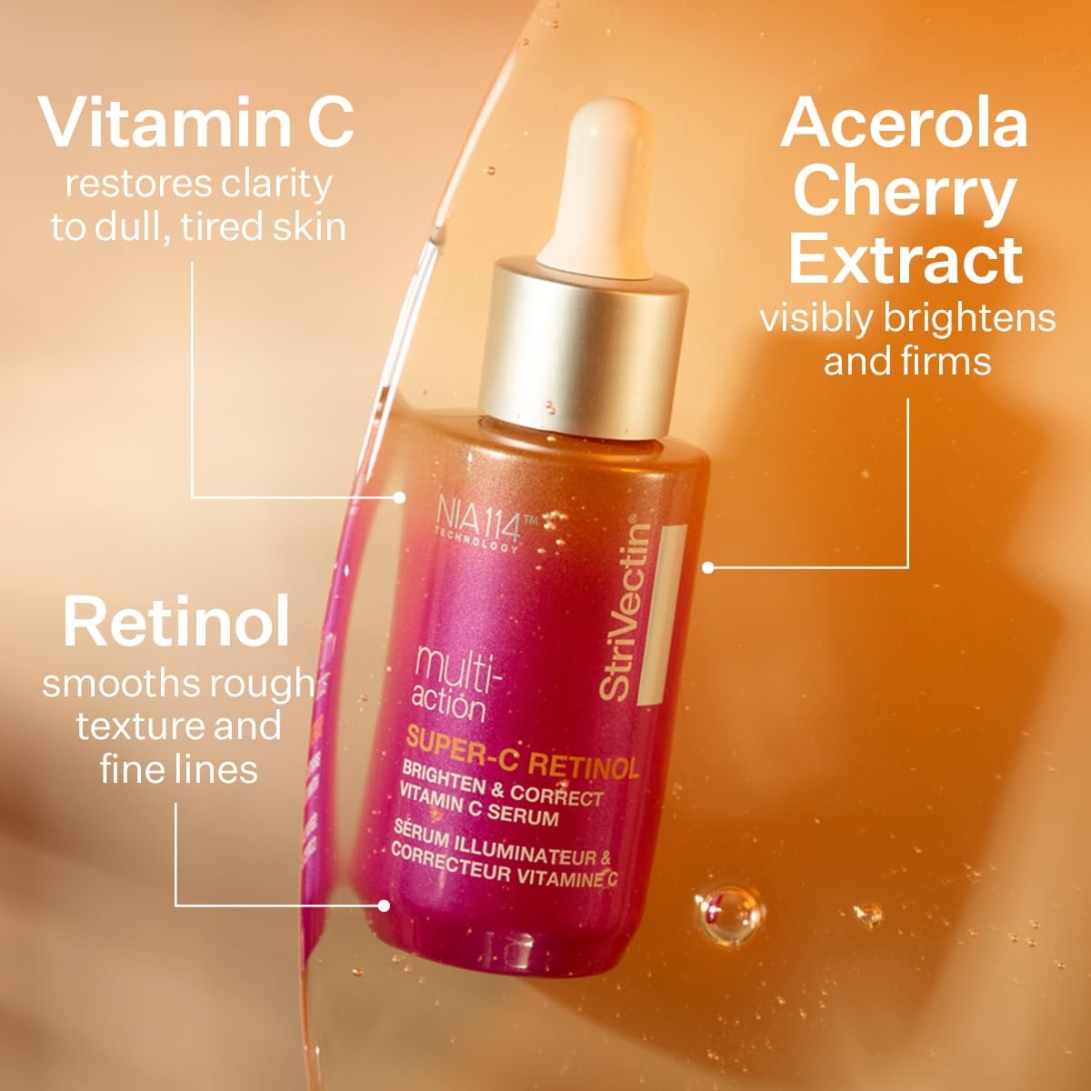 image:imageStriVectin SuperC Retinol Brighten amp Correct Vitamin C Serum Antioxidant Face Serum for Uneven Tone Fine Lines and Firmness Drops for Face1 Fl Oz Pack of 1